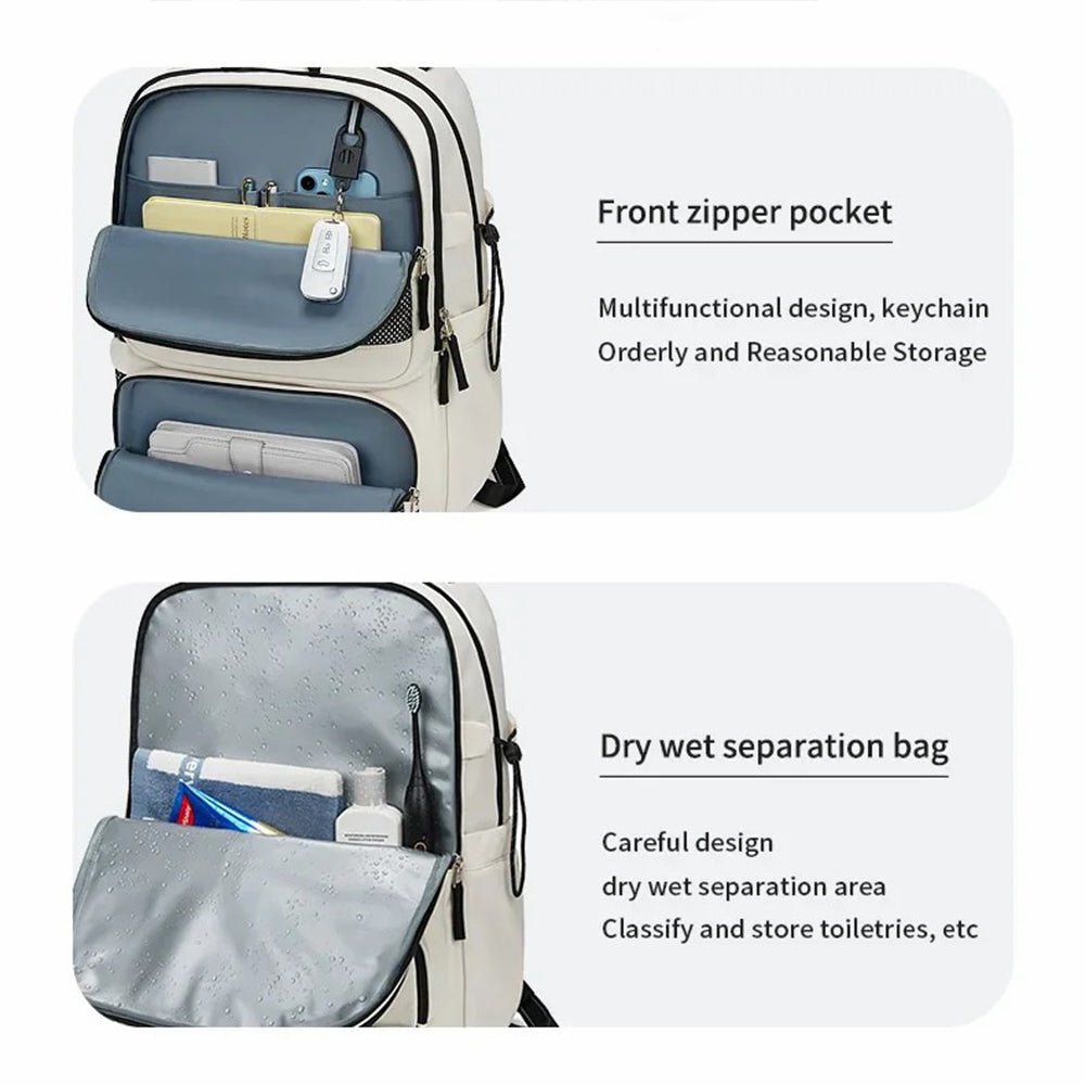 2287 Men's Travel Backpack Nylon Dual Shoulders Bag Large Laptop Bag - Beige 2287 Men's Travel Backpack Nylon Dual Shoulders Bag Large Laptop Bag - Beige
